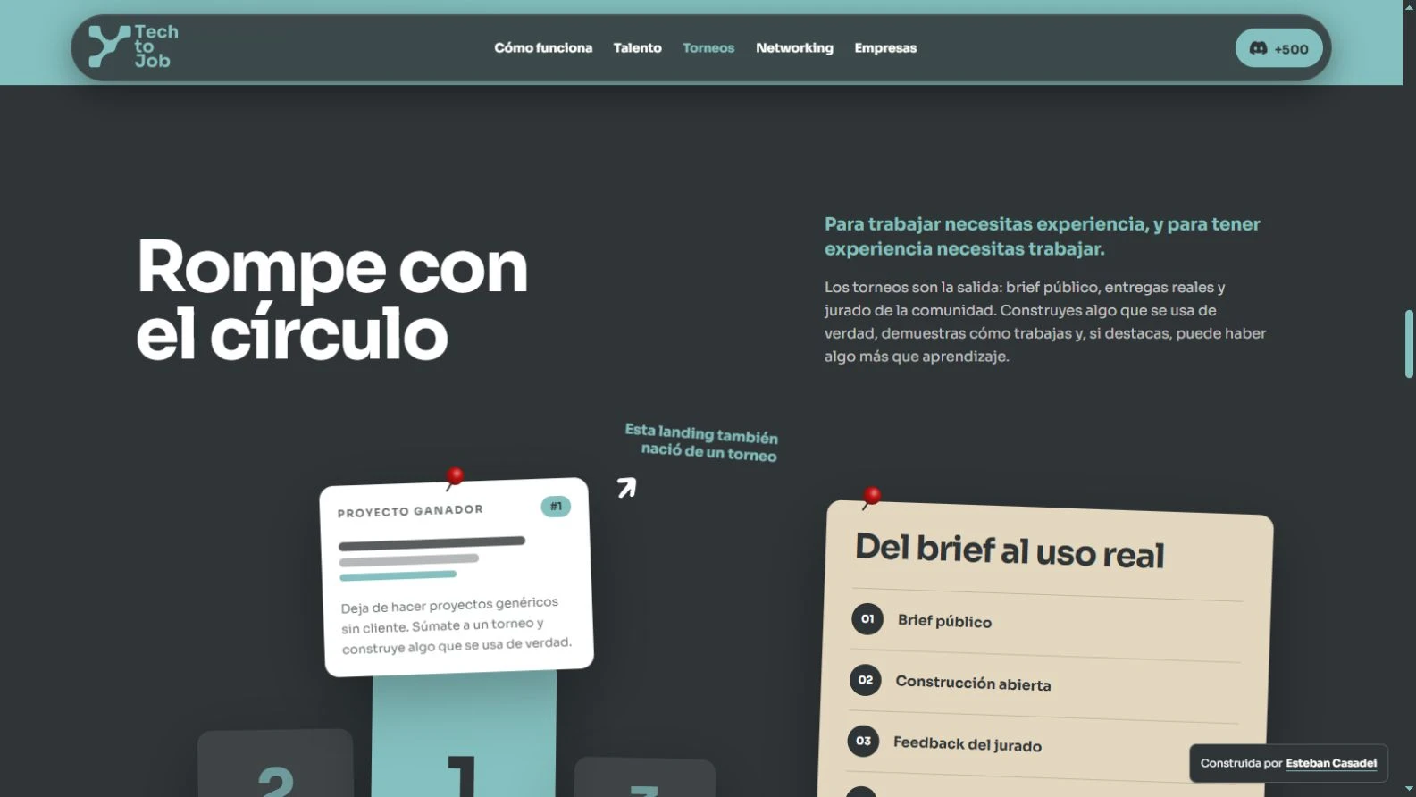 La landing elegida por TechToJob